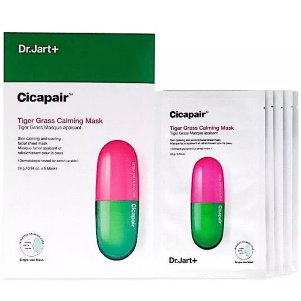 [ DR.JART+ ] Cicapair Tiger Grass Calming Face Mask - Qty 5 - Brand New